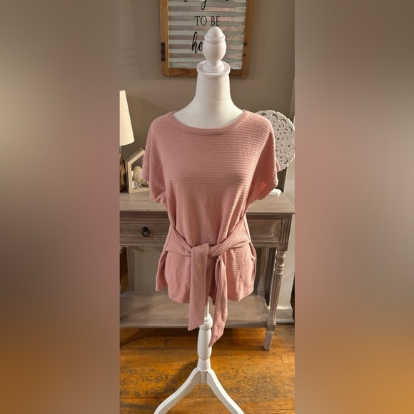 NWT Tahari Tie Ribbed Tee - Picture 2 of 6